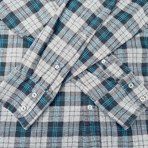 American Eagle Outfitters vintage Men’s plaid flannel CPO button shirt gray L - Picture 3 of 9
